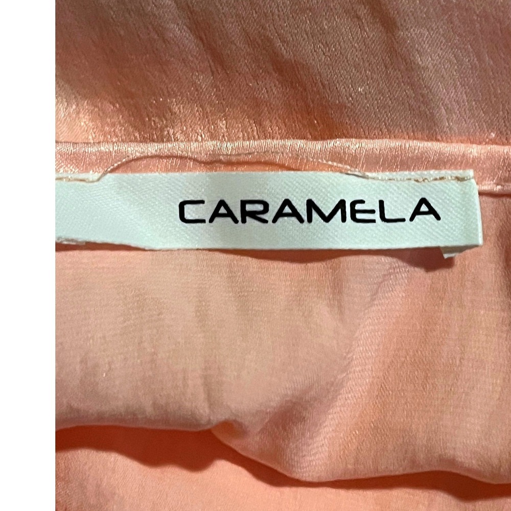 Caramela Peach Satin Cowl Neck Cami Top Hammered Texture Medium CT3076Ssatin - Picture 7 of 10